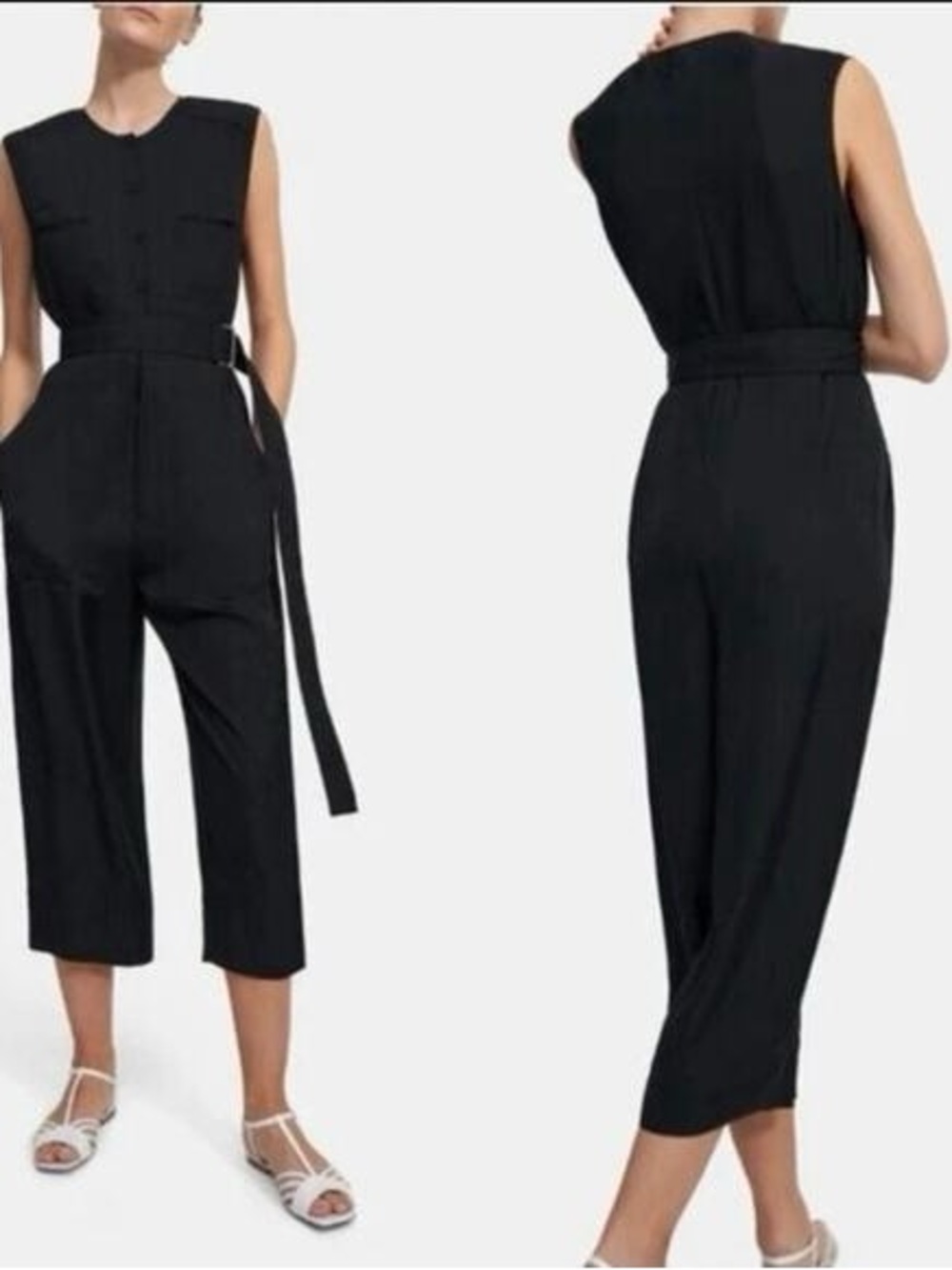 Theory Black Sleeveless Jumpsuit. Size Medium